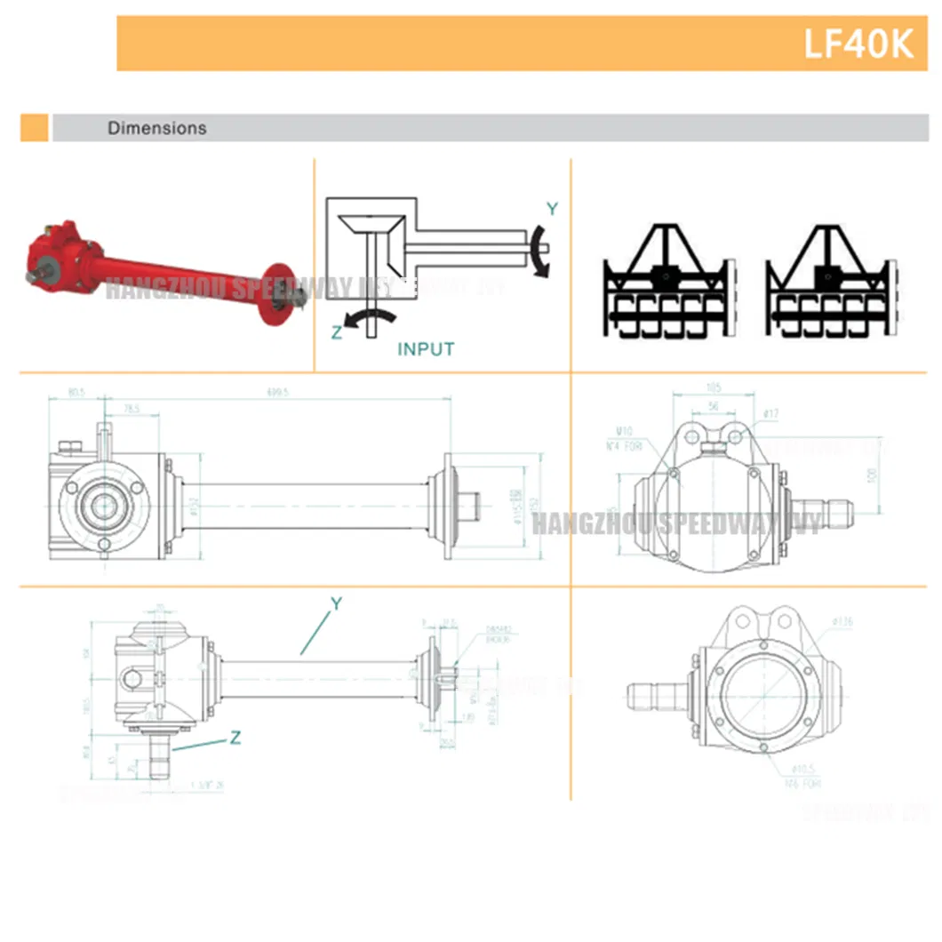 540 Rpm 1.46: 1 Ratio Agriculture Machinery Part Pto Gearbox for Flail Rotary Mower Cutter Tiller