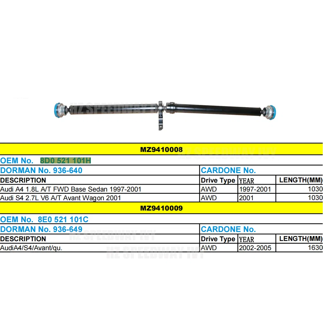 8d0 521 101h Cardan Sahft for A4 1.8L a/T Fwd 1997-2001