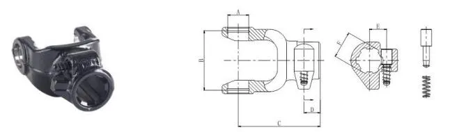 Splined Triangle Yoke with Push Pin for Tractor Parts