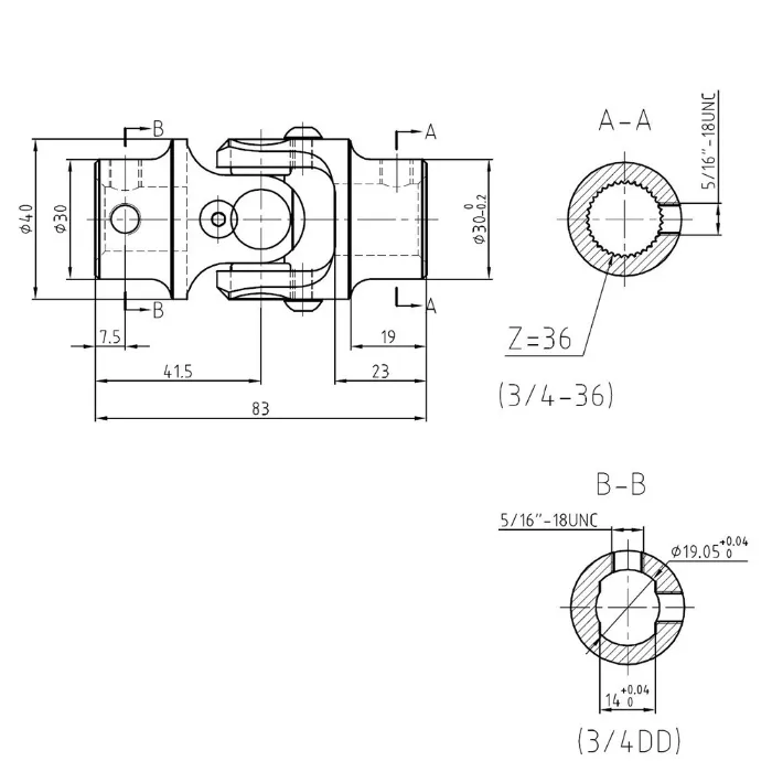 Steering Shaft Universal Joint Coupling Pin for Gimbal Cardan Drive Shaft